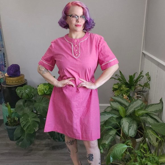 Vintage Dresses & Skirts - Vintage 1960's Bubblegum Pink Mod Shift Dress, Handmade